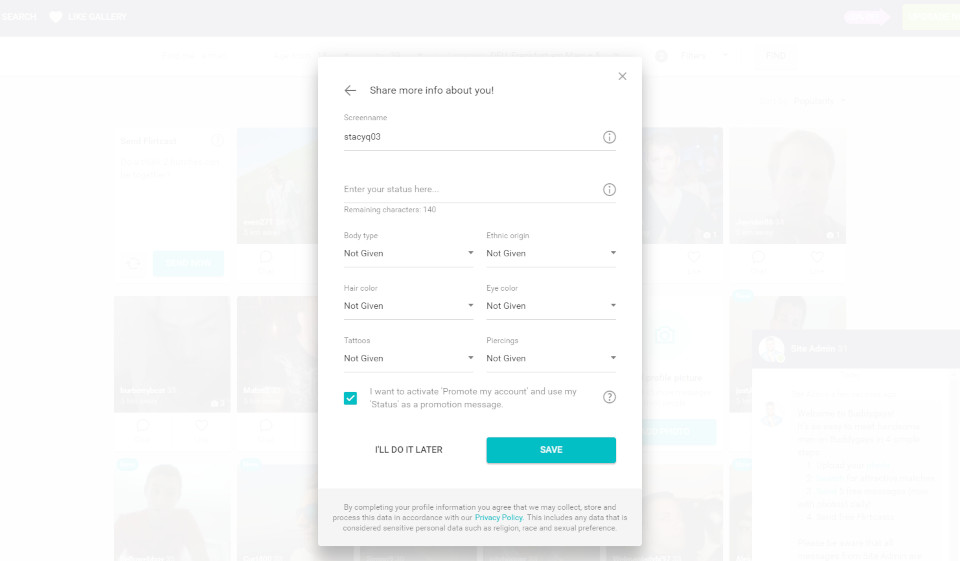 Valori e obiettivi di BuddyGays
